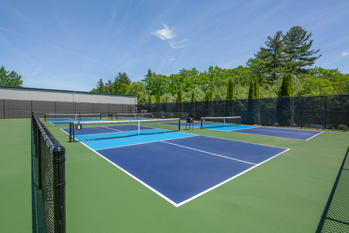 Angled shot of the pickleball court