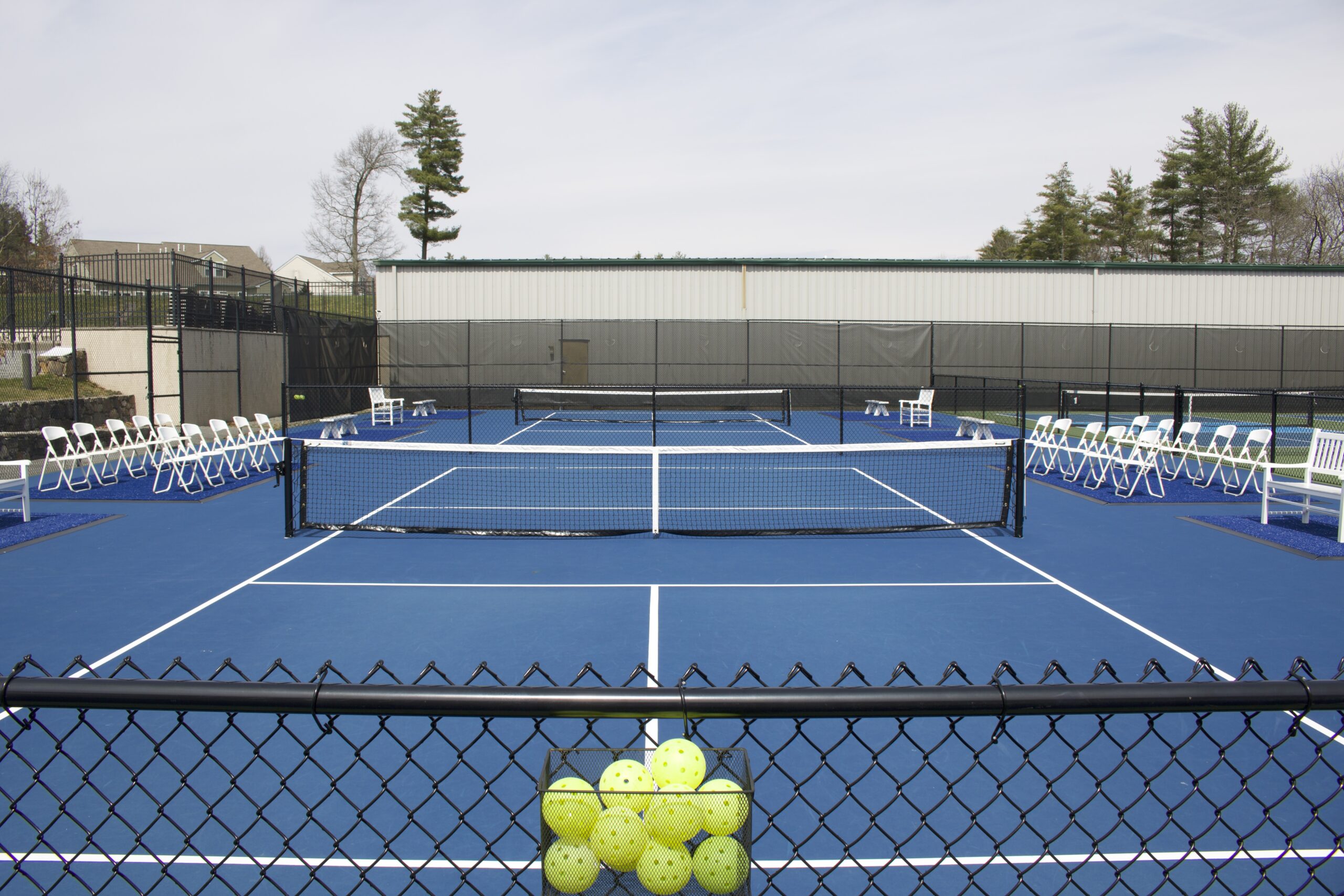 Angled shot of the pickleball court